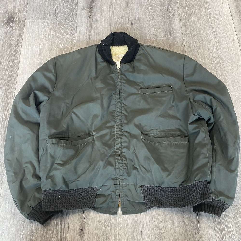 Vintage 1960s Town N' Country Wenzel Sherpa Lined Flight Jacket Size L